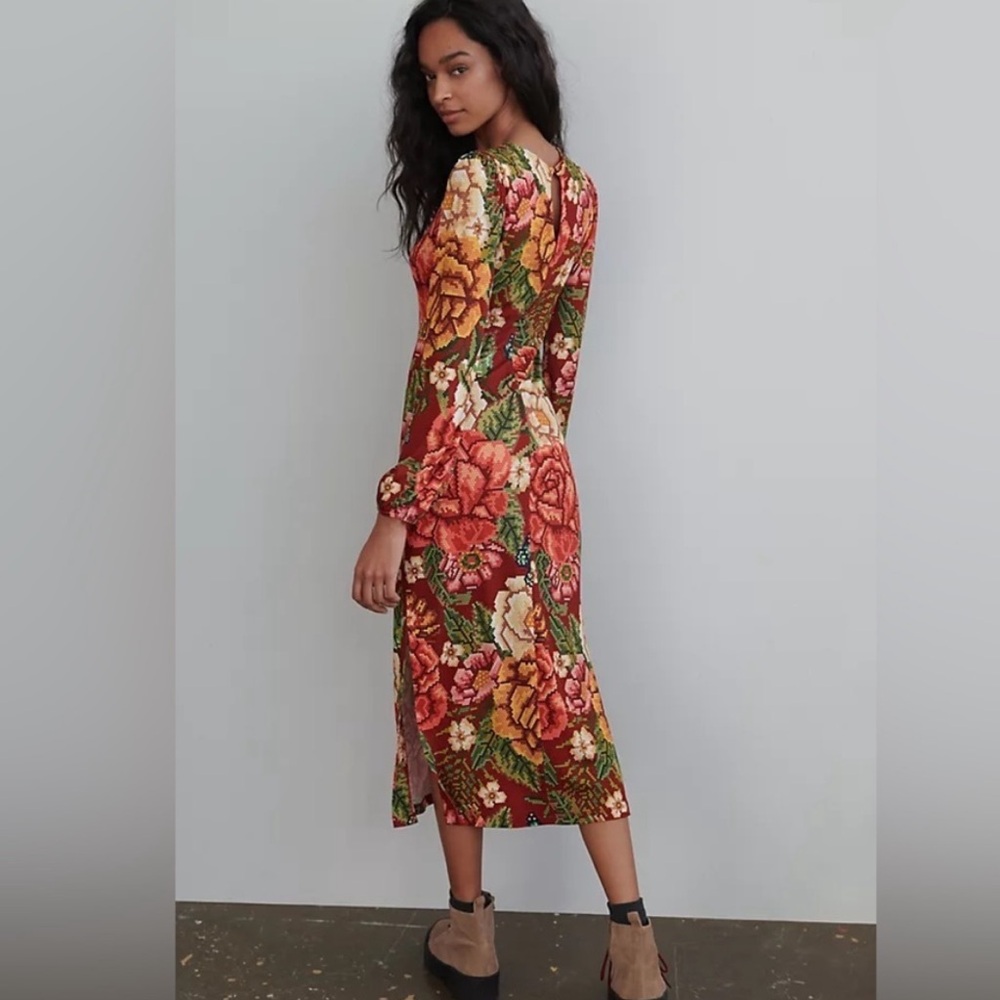 FARM Rio Jessa Red Floral Maxi Long Sleeve Dress - Picture 3 of 7